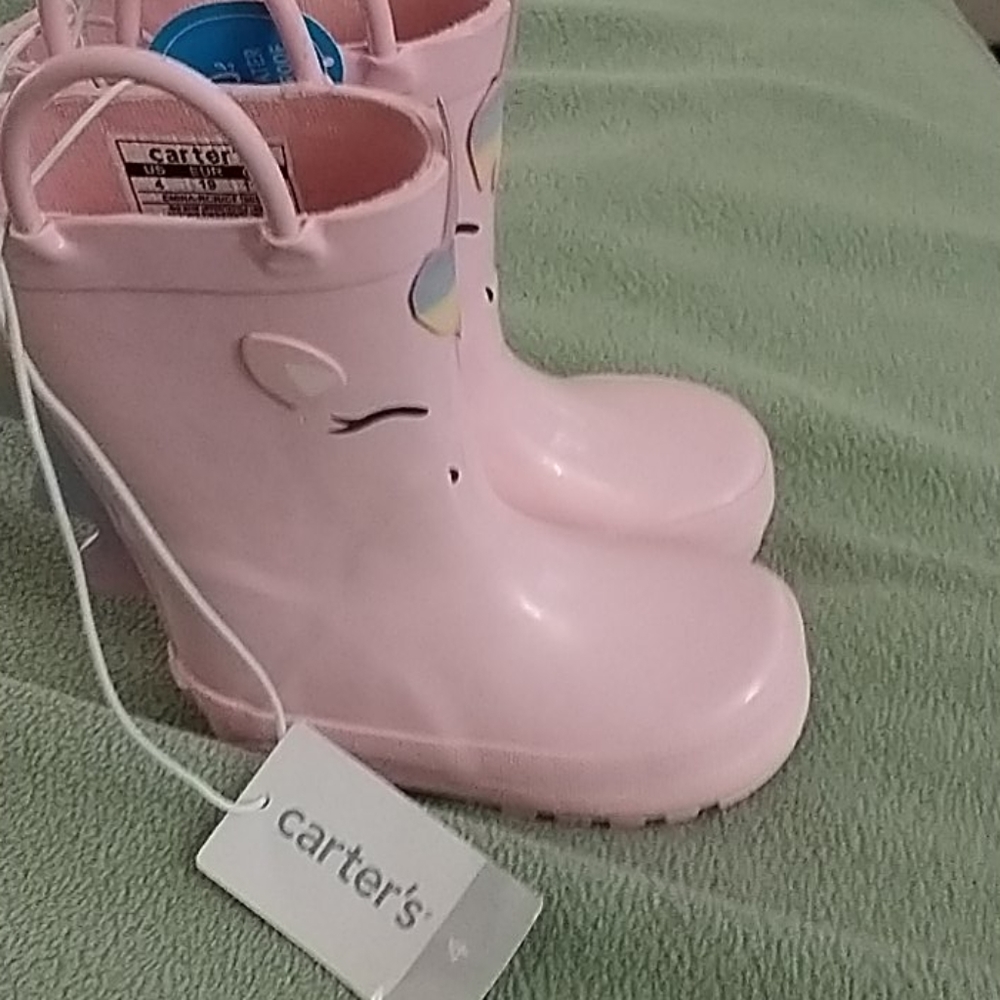 Pink rain boots
